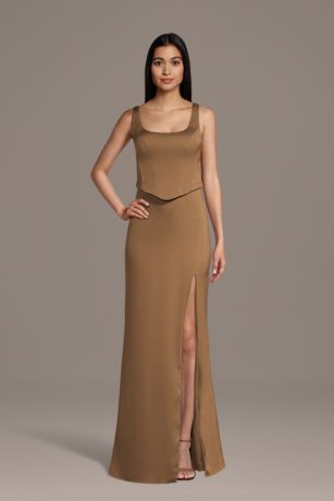Picture of Matte Satin Faux Two-Piece Tank Sheath Dress