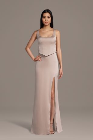 Picture of Matte Satin Faux Two-Piece Tank Sheath Dress