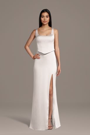 Picture of Matte Satin Faux Two-Piece Tank Sheath Dress