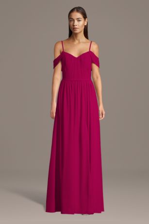 Picture of Chiffon Off-the-Shoulder Pleated Bodice Dress