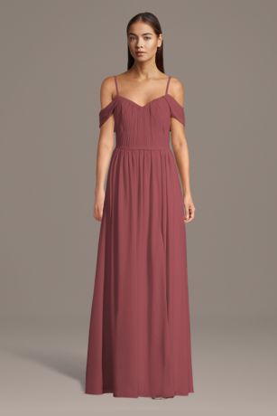 Picture of Chiffon Off-the-Shoulder Pleated Bodice Dress