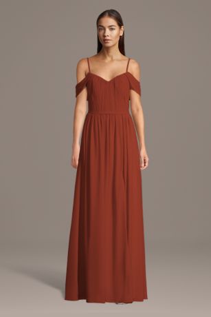 Picture of Chiffon Off-the-Shoulder Pleated Bodice Dress