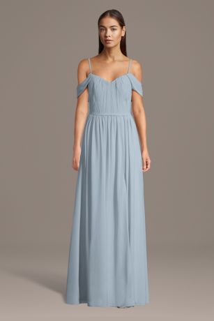 Picture of Chiffon Off-the-Shoulder Pleated Bodice Dress