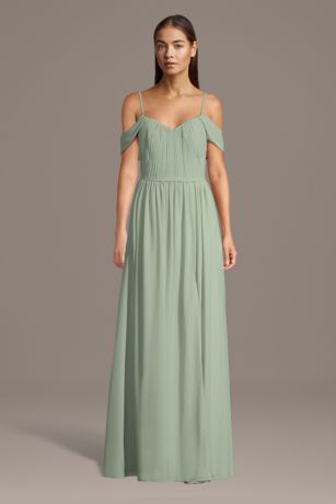 Picture of Chiffon Off-the-Shoulder Pleated Bodice Dress