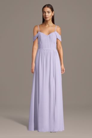 Picture of Chiffon Off-the-Shoulder Pleated Bodice Dress