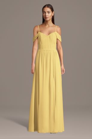 Picture of Chiffon Off-the-Shoulder Pleated Bodice Dress
