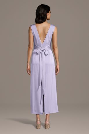 Picture of Matte Satin Boat Neck Ankle Length Sheath Dress