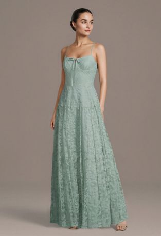 Picture of Lace Spaghetti Strap A-Line Dress with Bow