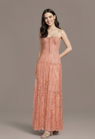 Picture of Lace Spaghetti Strap A-Line Dress with Bow