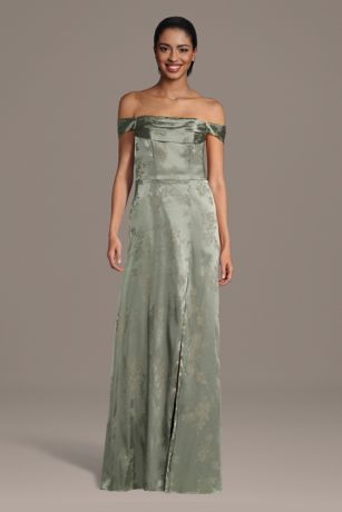 Picture of Jacquard Off-the-Shoulder Cowl Neck A-Line Dress