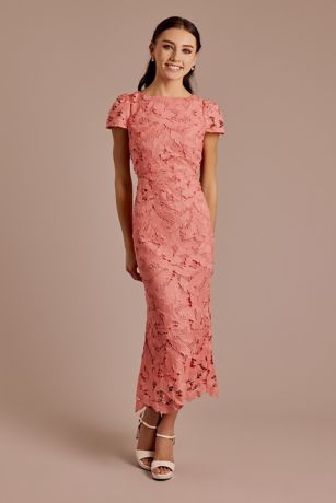 Picture of Lace Short Sleeve Sheath Dress with Side Cutouts