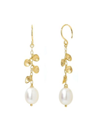 18k Gold and Freshwater Pearl Dangle Earrings | David's Bridal