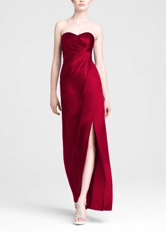 david's bridal red strapless dress