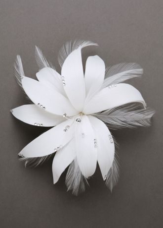 Feather Flower Hairpiece With Crystals David S Bridal