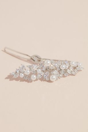 Picture of Leafy Cubic Zirconia and Pearl Hair Pin
