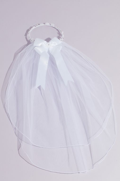 David's Bridal Daisy Chain Two Tier Communion Veil with Bow