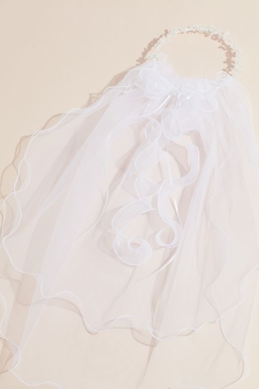 David's Bridal Curly Tulle Two Tier Communion Veil