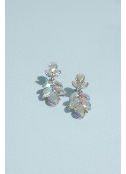 Iridescent Crystal Leaf Drop Earrings - Made from faceted crystals in an iridescent finish