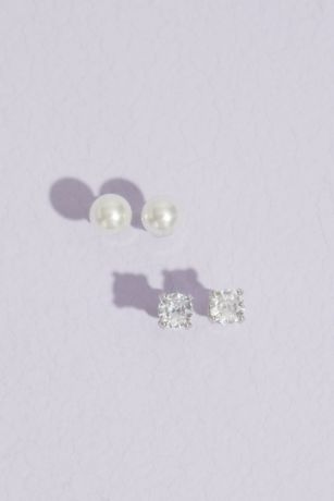 Picture of Cubic Zirconia and Pearl Stud Earring Set