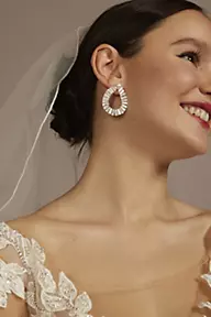 Galina Signature Pearl and Baguette Teardrop Earrings