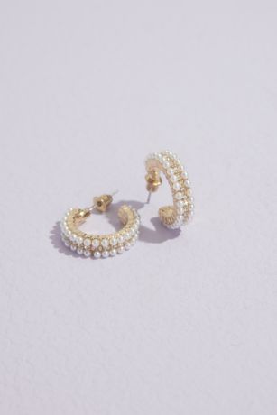 Picture of Pearl and Cubic Zirconia Hoop Earrings