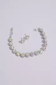 Jules and Cleo Iridescent Floral Crystal Bracelet and Earring Set