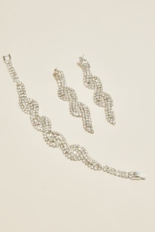 Picture of Twisted Rhinestone Earring and Bracelet Set