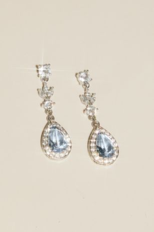 Picture of Silver and Blue Pear Drop Earrings