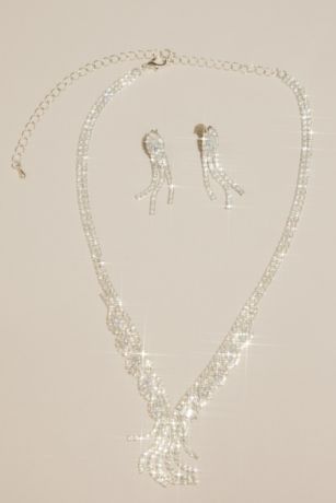 Picture of Fringe Y-Neck Rhinestone Necklace Set
