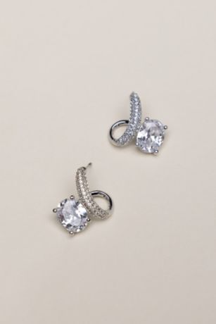 Picture of Pave Oval Cubic Zirconia Twist Stud Earrings
