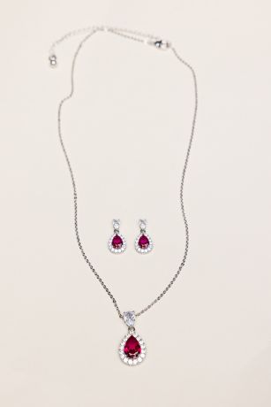 Picture of Pear-Shaped Ruby and Rhinestone Jewelry Set