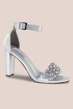 Picture of Dyeable Chunky Heel Sandals with Jeweled Vamp