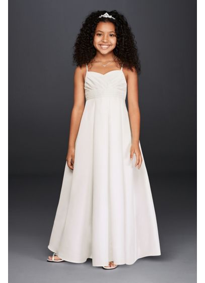 Full Length Flower Girl Dress With Straps David S Bridal