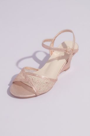 rose gold closed toe wedges