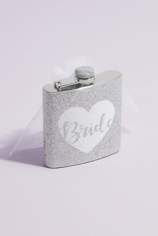  Glitter Bride Flask with Veil