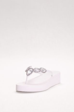 white wedge flip flops wedding