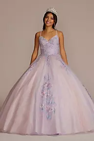 Fifteen Roses Multicolor Floral Quince Ball Gown with Capelet