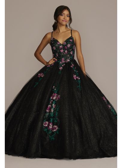 Multicolor Floral Quince Ball Gown with Capelet - You only turn 15 once, better make it