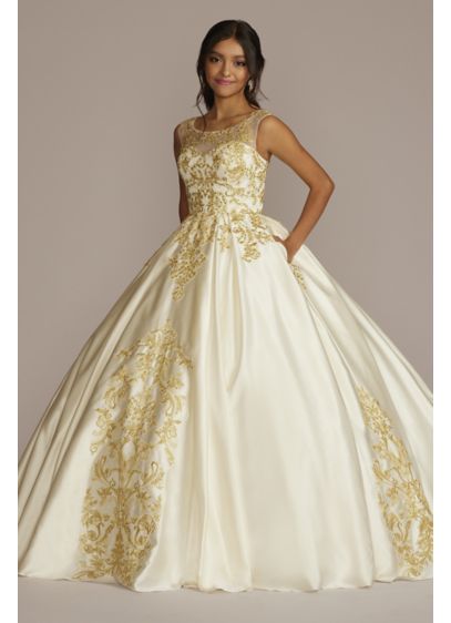 Illusion Cap Sleeve Pleated Quince Ball Gown - Como princesa! Float across the dance floor in