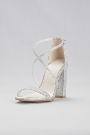 silver block heel bridesmaid shoes