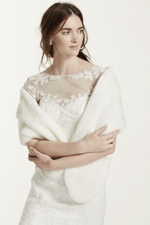 wedding dress with fur stole