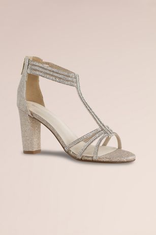 Picture of Shimmer Heel T-Strap Sandals with Ankle Strap
