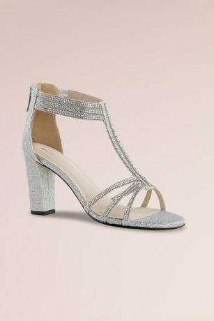 Picture of Shimmer Heel T-Strap Sandals with Ankle Strap
