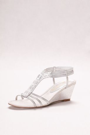 silver wedge evening shoes