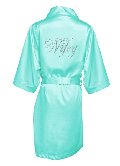 Glam Script Rhinestone Wifey Satin Robe - Wedding Gifts & Decorations