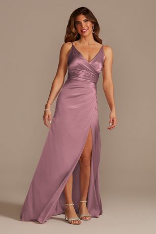 Galina Signature Charmeuse Draped Strappy Dress