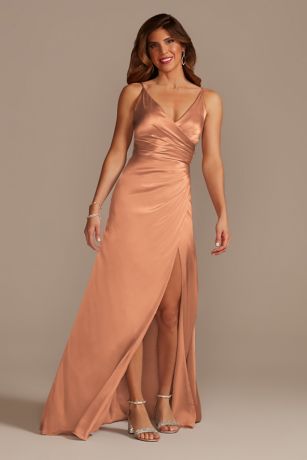 Galina Signature Charmeuse Draped Strappy Dress in Terracotta Size: 20 David's Bridal