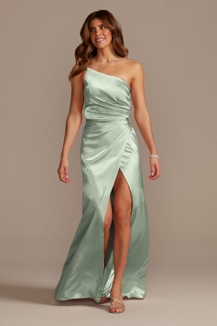 Picture of Charmeuse Draped One-Shoulder Dress