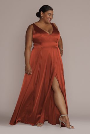 Picture of Charmeuse Tank V-Neck Dress with Slit