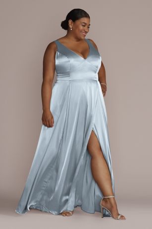 Picture of Charmeuse Tank V-Neck Dress with Slit